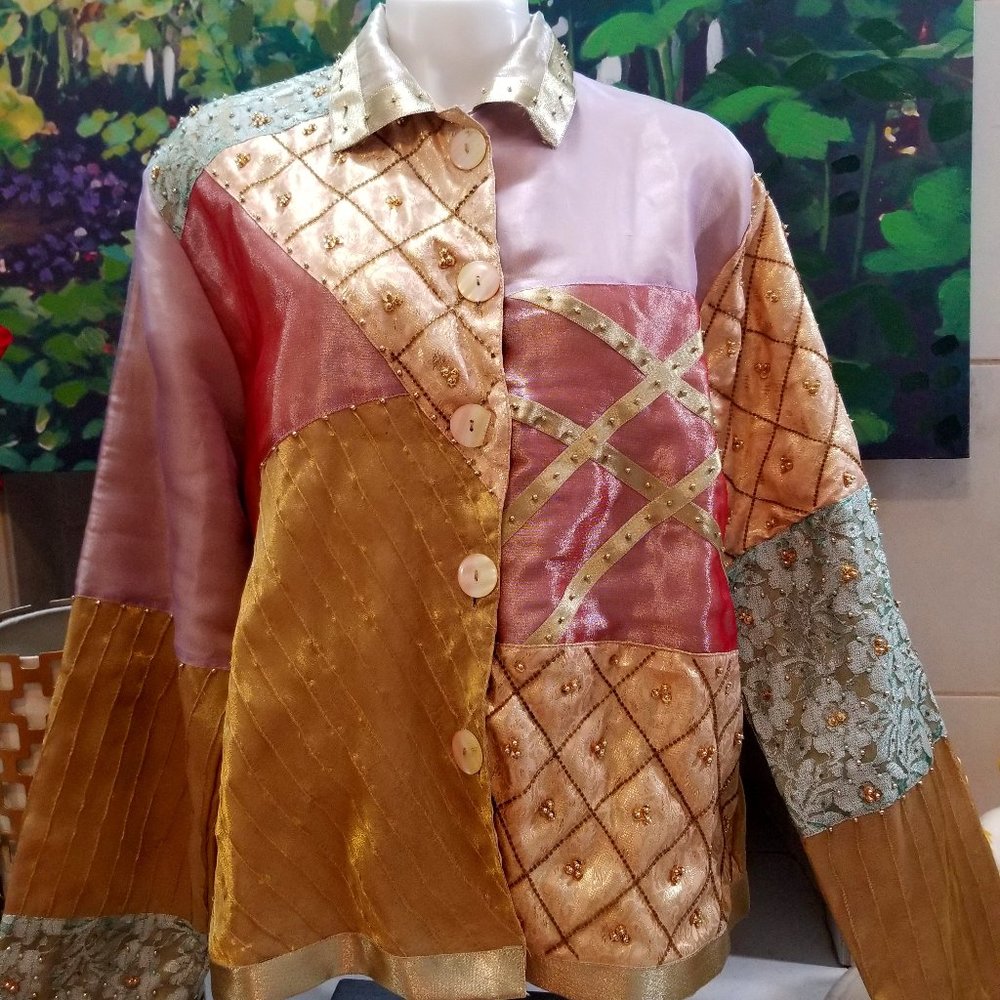 Asian Native Traditional /Modern  Button Up Top 1X